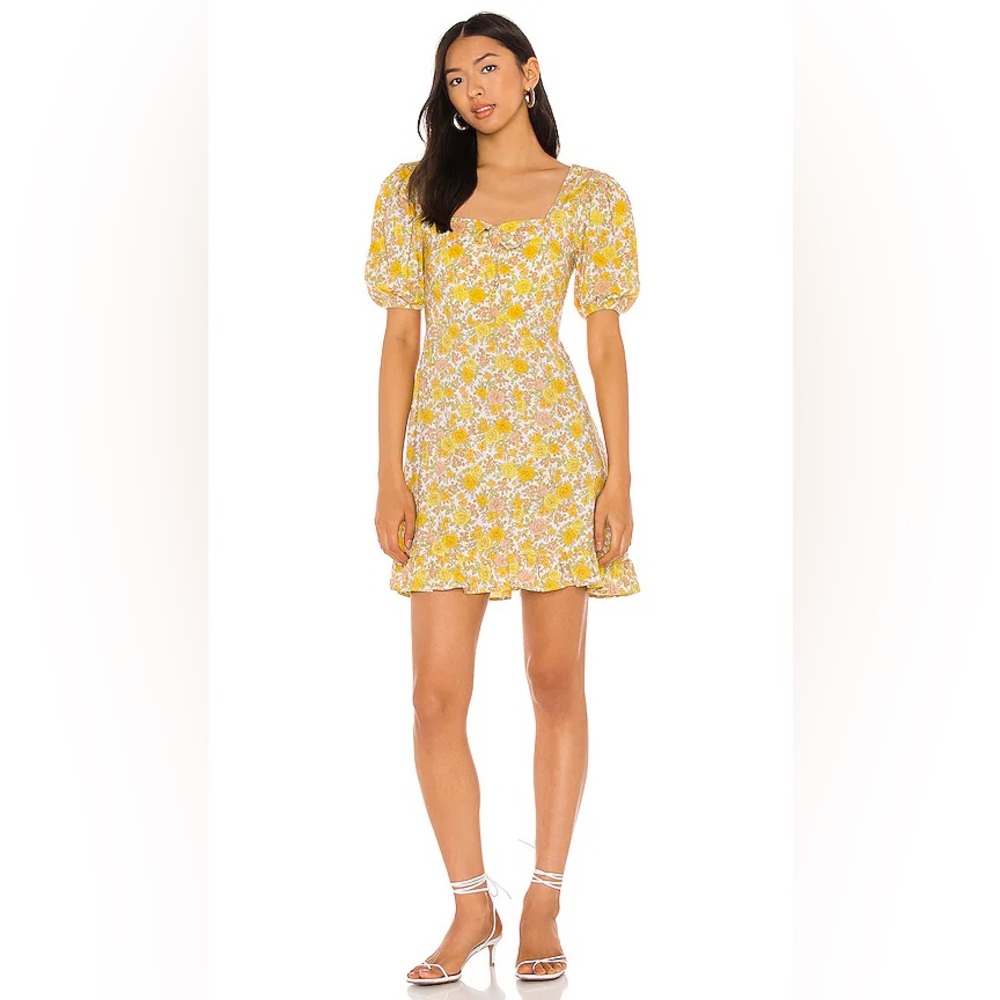 NWT- FAITHFULL THE BRAND Agathe Mini Dress in Grey Garden Floral Sz: 8
